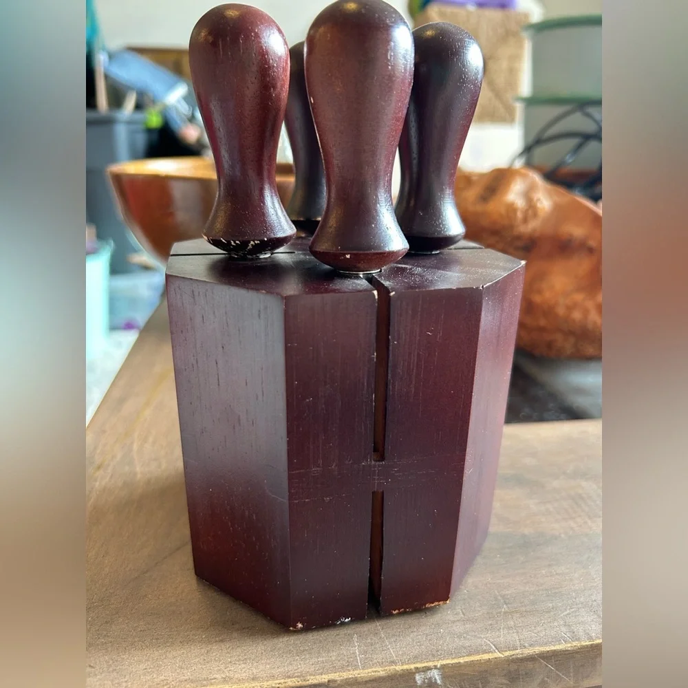 TRUDEAU Wooden 4 Cheese Knife Set
